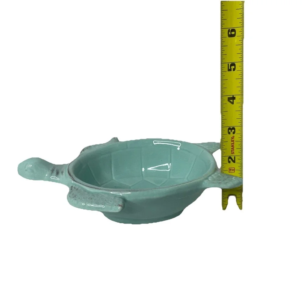 Turquiose Ceramic‎ Turtle Soap Dish 7 x 6 x 2 inch Beach Decor, New W Sm Defect